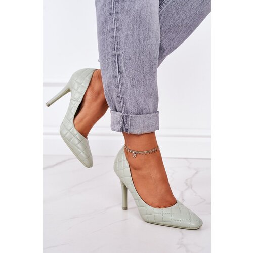 Boto Elegant Quilted Heels Green Rosanna Cene