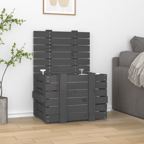 vidaXL Kutija za pohranu siva 58 x 40 5 x 42 cm od masivne borovine Cijene