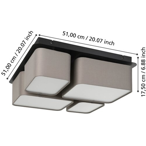 Eglo plafonjera Mordazo, 4 x E27, antracit/smeđa, tekstil, 51 cm, 900524 Slike
