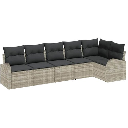  Sjedeća garnitura za vrt 6 kom. Svijetlo siva poliratan Svjetlosiva 289 x 124 x 85 cm Slike