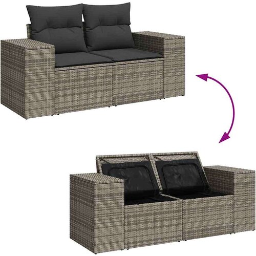 VidaXL 9-dijelni set vrtnih sofa od poliratana s jastucima sivi Slike