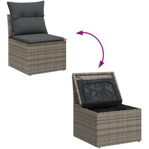 VidaXL 10-dijelni vrtni sofa set s jastučićima siva poli ratan akacija Slike