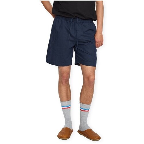 Rvlt Revolution Kratke hlače & Bermuda RVLT Linen Shorts - Navy Modra Cene
