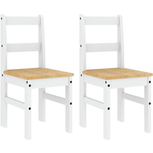 Maison Chic Jedilni stoli - Vzorci stoli 2 kosa Panama bela 40x46x90 cm trdna borovina A369, (22031854) Cene