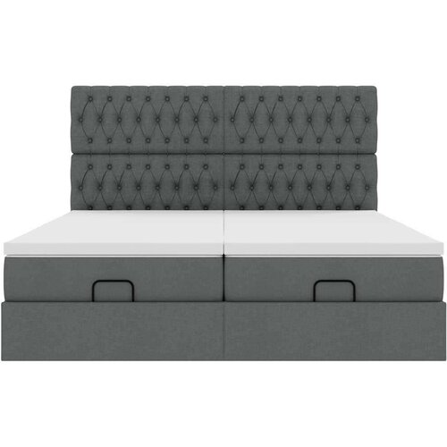 VidaXL otomanski okvir kreveta s madracima tamnosivi 200x200cm tkanine Slike