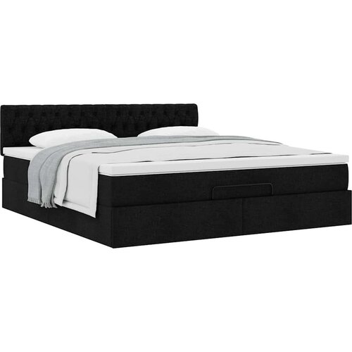 VidaXL Otomanski krevet s madracem crni 160x200cm od tkanine Slike