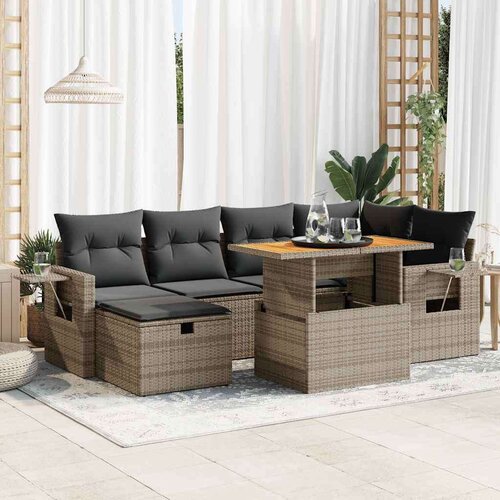 vidaXL 8-dijelni set vrtnih sofa od poliratana s jastucima sivi bagrem Cene