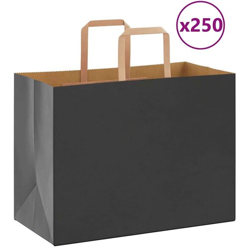  Papirnate vrećice 250 kom s ručkama crne 32x17x25 cm Cijene