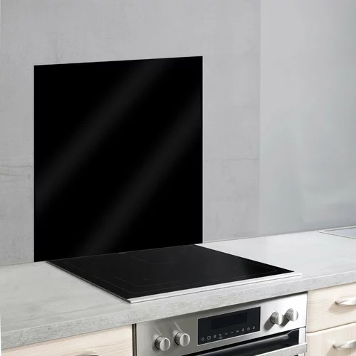 Wenko Zaščitna steklena plošča za štedilnik v črni barvi, 70 x 60 cm
