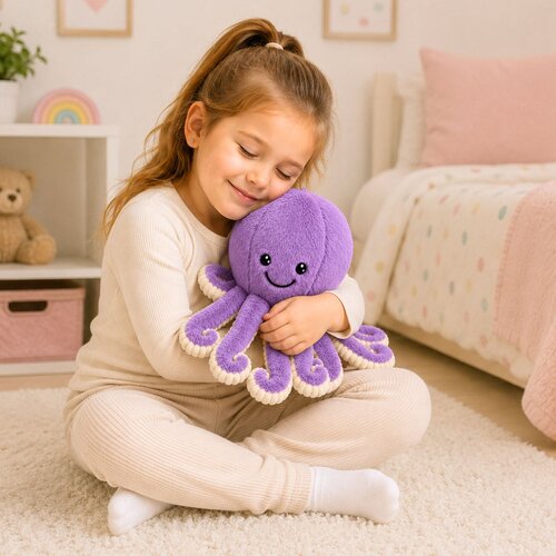  Plush Octopus Plush Toy Cuddly Toy with Elastic Tentacles Purple 30 cm Slike