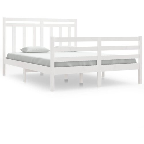 vidaXL posteljni okvir bel iz trdnega lesa 135x190 cm 4FT6, (20904012) Cene
