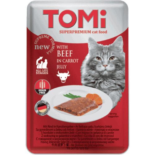 Schesir Tomi Komadići mesa u želeu za mačke, 100 g - govedina i šargarepa Slike