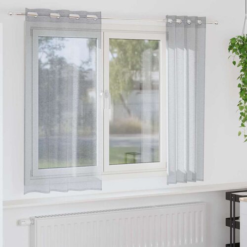 Voile zavjesa 2 pcs Tamno siva 175 x 140 cm Poliester Cijene