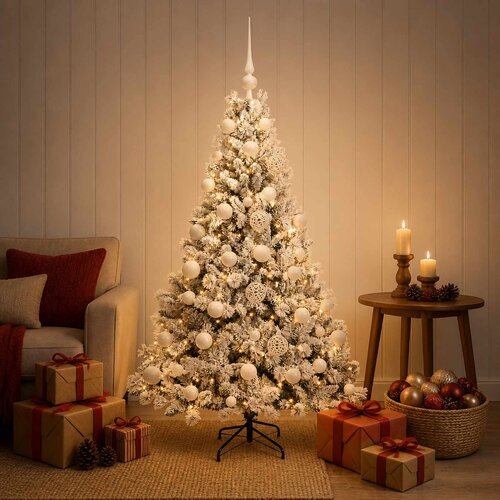  Umjetno božićno drvce s kuglicama 150 cm 150 LED lampica Slike
