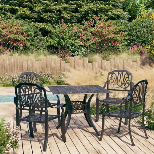  5-dijelni bistro set od lijevanog aluminija crni Cijene