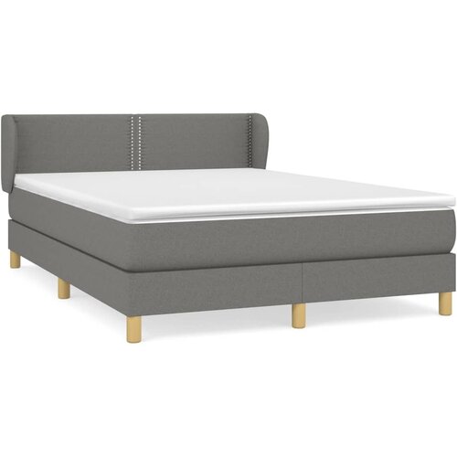 VidaXL Box spring postelja z vzmetnico temno siva 140x200 cm blago, (20725242) Slike