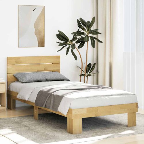  Okvir kreveta uzglavljem bez madraca 75x190 cm puno drvo hrast Cene