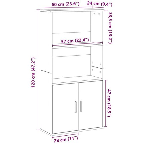 VidaXL Regal za knjige siva boja betona 60x24x120 cm konstruirano drvo Slike
