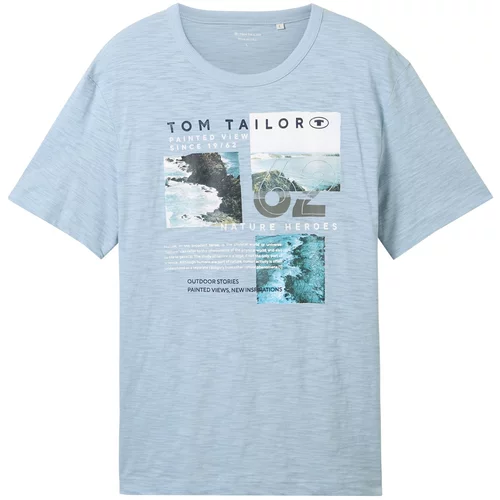 Tom Tailor Majica cijan plava / svijetloplava / crna / bijela