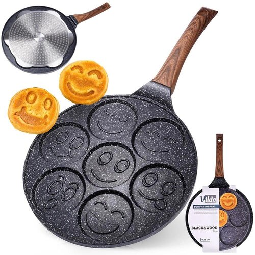 Vilde Granitna ponev za peko palačink in jajc 7 jamic emoji 26cm BLACK&WOOD, (21165219) Cene