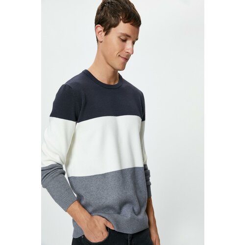 Koton Men's Navy Blue Striped Sweater Slike