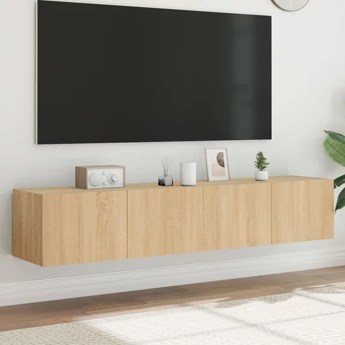 vidaXL Stenske TV omarice z LED 2 kosa sonoma hrast 80x35x31 cm