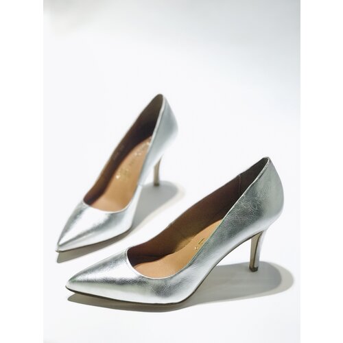 Square ženske cipele / koža srebrna Cene
