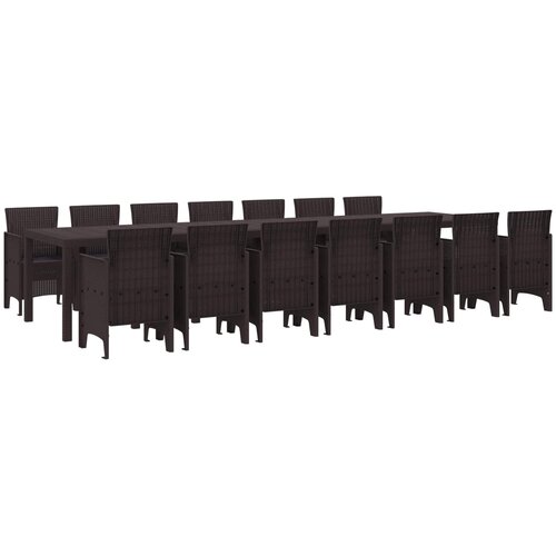  Vrtni trpezarijski set s jastucima s jastukom 15 pcs Smeđa PP Slike