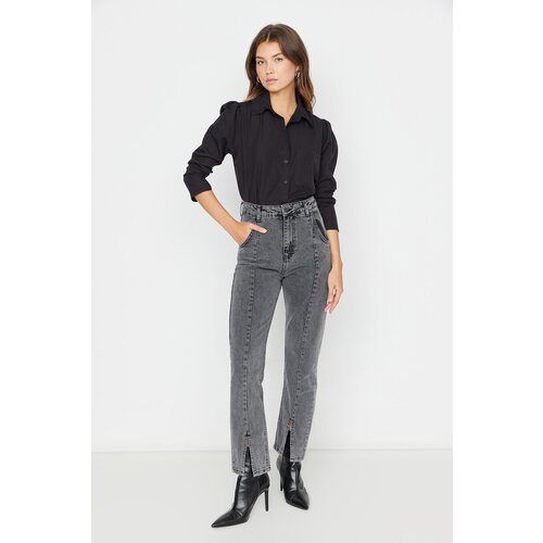 Trendyol Anthracite Slit High Waist Bootcut Jeans Slike