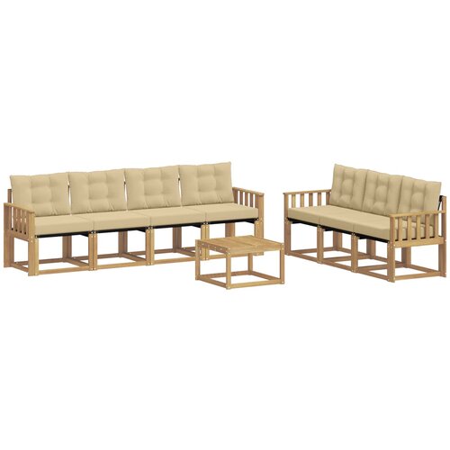  Set vanjskih sofa 8 kom. Bijela i bež Smeđa 59 x 59 x 37 cm Slike