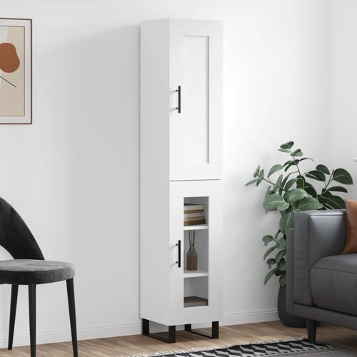 VidaXL Visoka omara bela 34,5x34x180 cm inženirski les Slike
