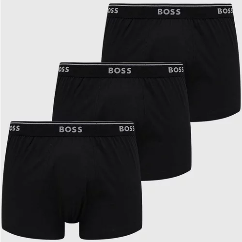 Boss Bombažne boksarice 3-pack črna barva