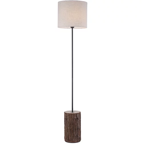 PAUL NEUHAUS Podeželska lesena talna svetilka z belim senčnikom - Oriana