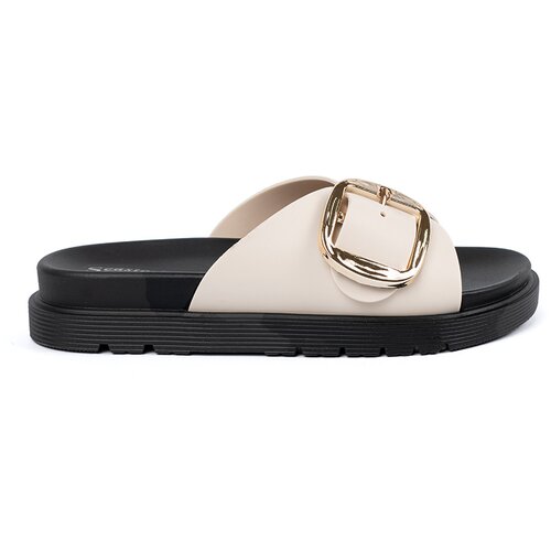 SEASTAR Light beige women's flip-flops with a gold buckle Cene