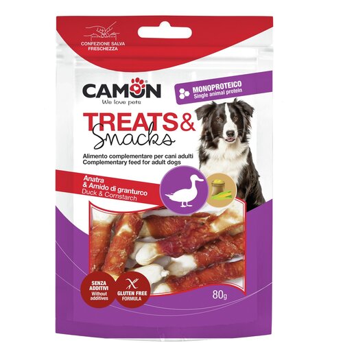 Camon dog poslastica koska tračice pačetina 80g Slike