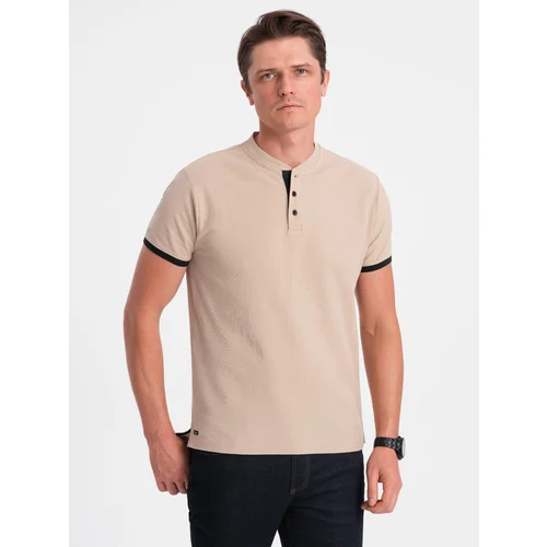 Ombre Men's collarless polo shirt - beige