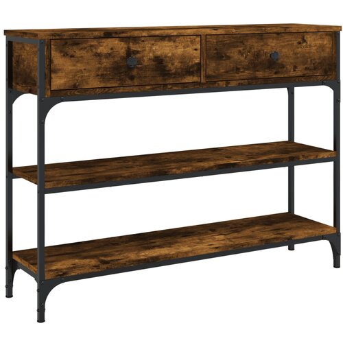 Maison Chic konzolna miza - miza ob steni dimljen hrast 100x25x75 cm inženirski les, (21786202) Cene