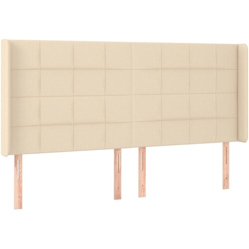  LED uzglavlje krem 163 x 16 x 118/128 cm od tkanine Slike