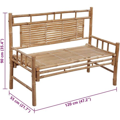  Klupa s jastukom 120 cm od bambusa Slike