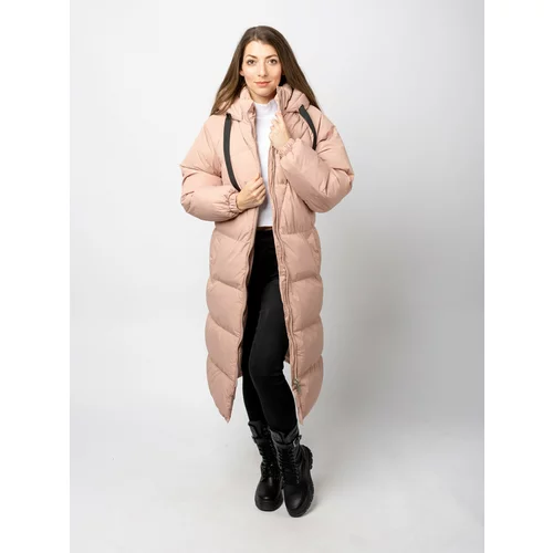 Glano Women's Long Quilted Jacket - pink