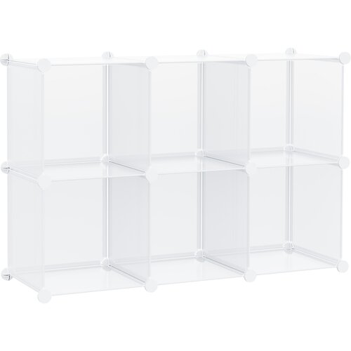 HOMCOM Modularna notranja omara za čevlje z možnostjo zlaganja, 6 kock iz PP plastike, 65x32x95cm, transparentna, varčuje s prostorom, (20754171) Slike
