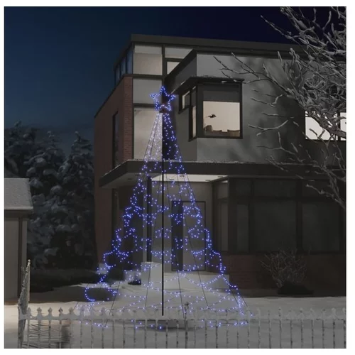  Novoletno drevesce s kovinskim stebrom 500 modrih LED lučk 3 m
