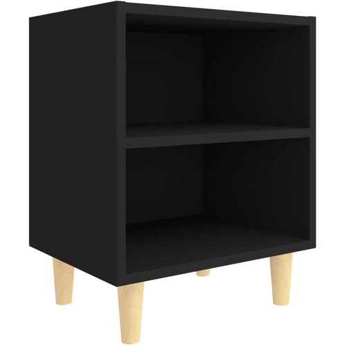 Maison Chic Nočna omarica - Nočna miza s trdnimi lesenimi nogami črna 40x30x50 cm, (21689634) Slike