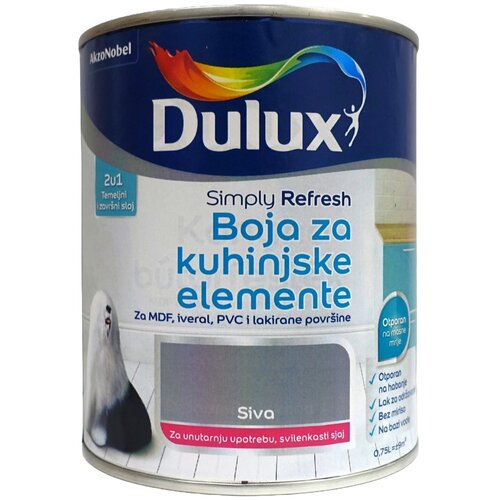 DULUX Specijalna boja za zid simply refresh boja za glatke površine siva 0,75l Cene