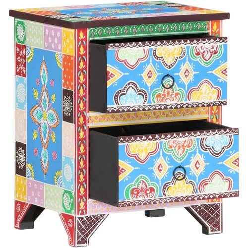 Maison Chic Nočna omarica - Nočna miza ročno barvana 40x30x50 cm trden mangov les, (21688521) Slike