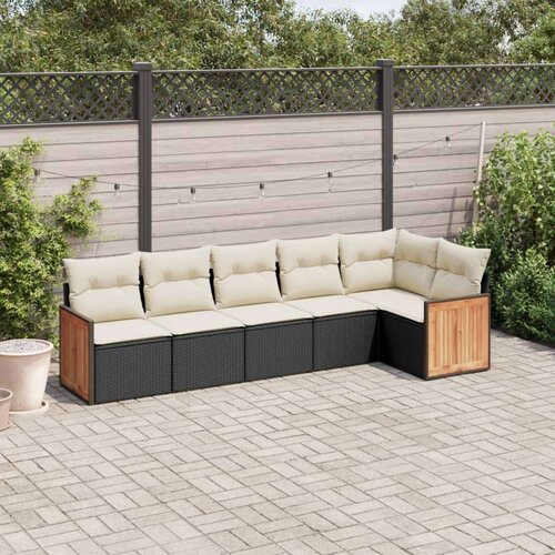 6-dijelni set vrtnih sofa s jastucima crni od poliratana Cijene