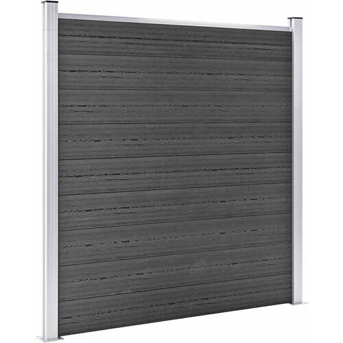  Set panela za ogradu WPC 1484 x (105 - 186) cm crni Slike
