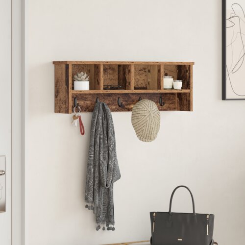 vidaXL Vješalica za kapute na zidu Staro drvo 75 x 16 x 26 cm Cene