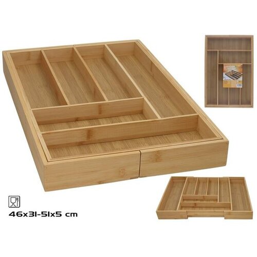  ORGANIZATOR ZA PRIBOR ZA JELO PRODUŽIVI 31-51*46*5CM BAMBUS Slike
