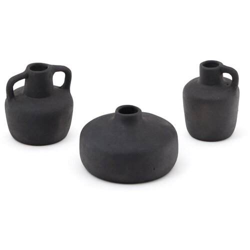 Kave Home Crne vaze u setu 3 kom od terakote (visina 6 cm) Sofra &amp;ndash; Slike